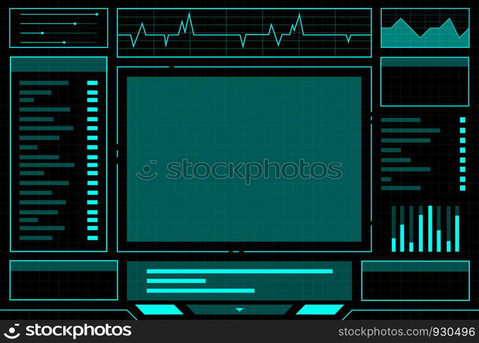 Blue abstract Technology Interface hud on black background vector design.