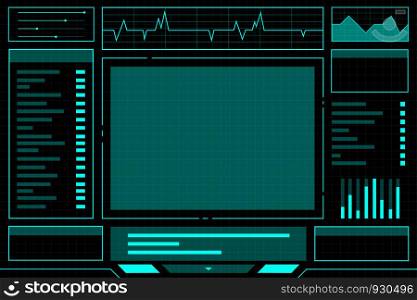Blue abstract Technology Interface hud on black background vector design.