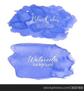 Blue abstract watercolor background. Watercolor element for card. Vector illustration.