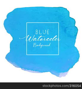 Blue abstract watercolor background. Watercolor element for card. Vector illustration.