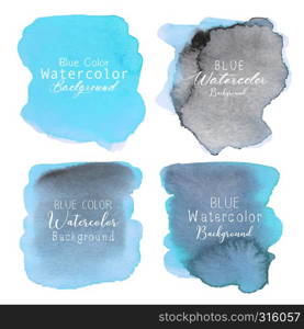 Blue abstract watercolor background. Watercolor element for card. Vector illustration.