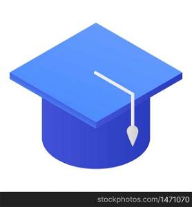 Blue academic cap icon. Isometric of blue academic cap vector icon for web design isolated on white background. Blue academic cap icon, isometric style