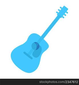 Blue acoustic guitar semi flat color vector object. Equipment for music club. Full sized item on white. Musical instrument simple cartoon style illustration for web graphic design and animation. Blue acoustic guitar semi flat color vector object