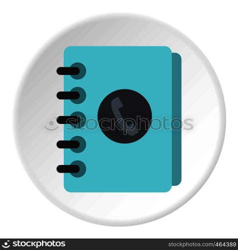 Blue address book icon in flat circle isolated vector illustration for web. Blue address book icon circle