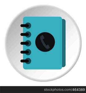 Blue address book icon in flat circle isolated vector illustration for web. Blue address book icon circle