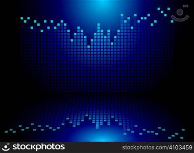 Blue and black graphics equaliser background with a music inspired theme