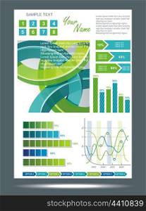 Blue and green technological banner with Information Graphics . Vector illustration