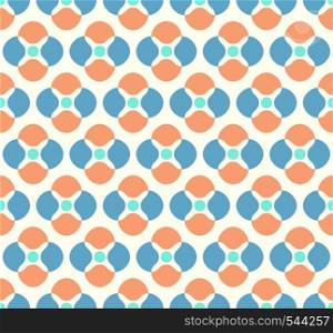 Blue and orange Abstract blossom and small circle seamless pattern on pastel background. Vintage and sweet flower pattern for modern or graphic design.
