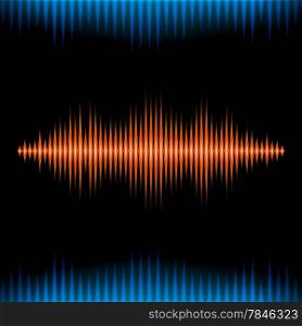 Blue and orange shiny sound waveform background with sharp peaks