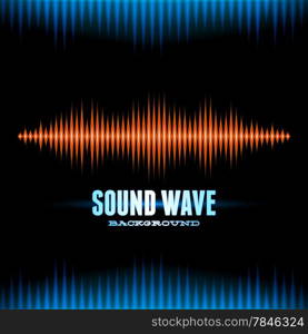 Blue and orange shiny sound waveform background with sharp peaks