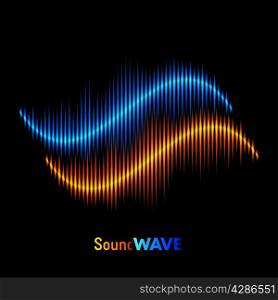 Blue and orange stereo sound or music waveform