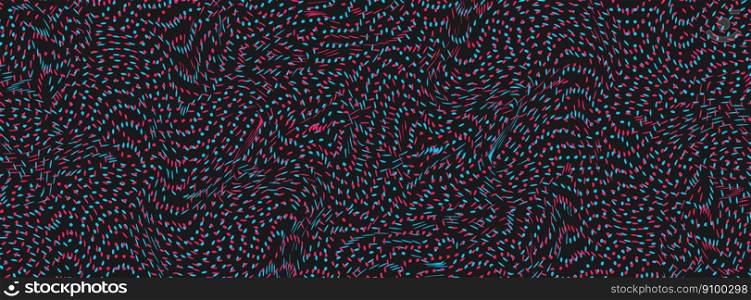Blue and pink abstract glich wave texture. Dark pattern. Vector background modern design