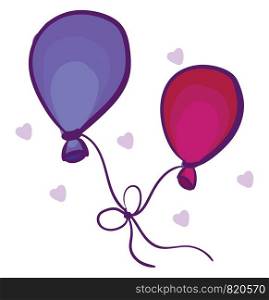 Blue and pink balloon in love vector or color illustration
