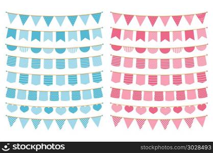 Blue and Pink Bunting. Blue and pink bunting on white background, vector eps10 illustration
