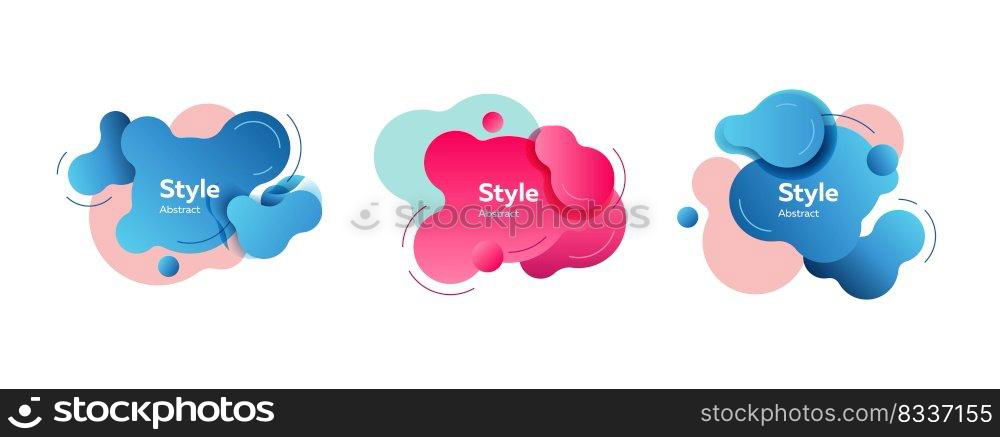 Blue and pink design shapes. Dynamical colored forms. Gradient banners with flowing liquid shapes. Template for design of invitation, business card or presentation. Vector illustration