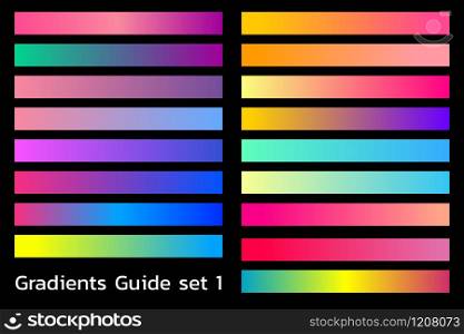 Blue and pink gradient guide colorful set. It's help any graphic designer to easily design by swatch within. Trending of 2020, Vector illustration.