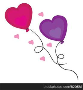 Blue and pink heart shape balloons vector or color illustration