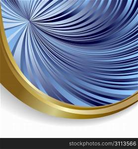 Blue and white background with gold wave.