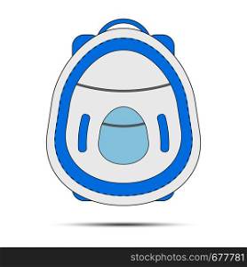 blue and white backpack concept with shadow. blue backpack concept