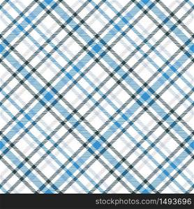 Blue and white tartan seamless vector pattern. Checkered plaid texture. Geometrical simple square background for fabric, textile, cloth, clothing, shirts, shorts, dress, blanket, wrapping design. Blue and white tartan seamless vector pattern. Checkered plaid texture.
