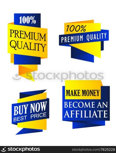Blue and yellow origami banners set for retail business design
