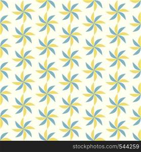 Blue and yellow propeller pattern on pastel color. Vane seamless pattern for modern or retro design