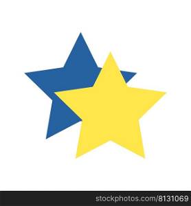 Blue and yellow stars semi flat color vector object. Full sized item on white. Review and opinion. Customer rating simple cartoon style illustration for web graphic design and animation. Blue and yellow stars semi flat color vector object