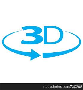 blue angle 3D icon on white background. angle 3D sign. 3D symbol. flat style.