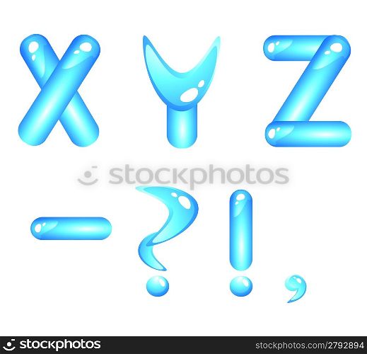 Blue aquatic shiny alphabet