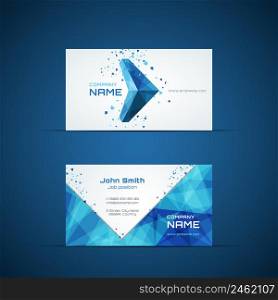 Blue arrow business card template. Company name and design, corporate and symbol. Vector illustration. Blue arrow business card template