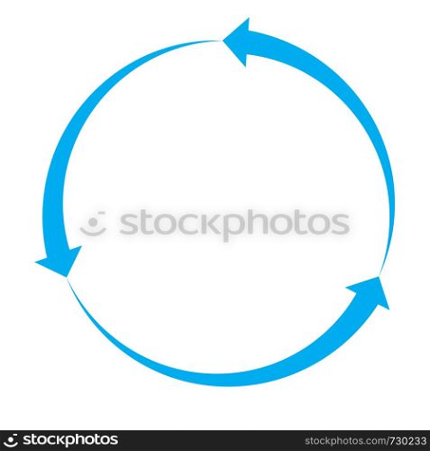 blue arrow icon on white background. blue arrow sign. flat style. cycle arrow symbol.