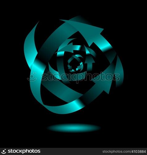 Blue arrow muddle with drop shadow and black background