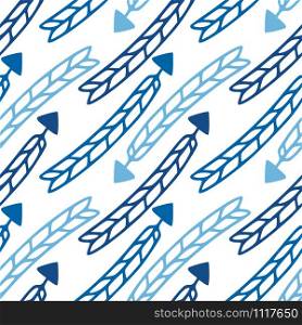 Blue arrows pattern. Modern seamless background. Simple kids fabric design. Blue arrows pattern. Modern seamless background. Simple kids fabric design.