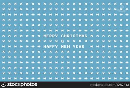 Blue ascii art retro computer christmas card with white snowflakes and place for your text