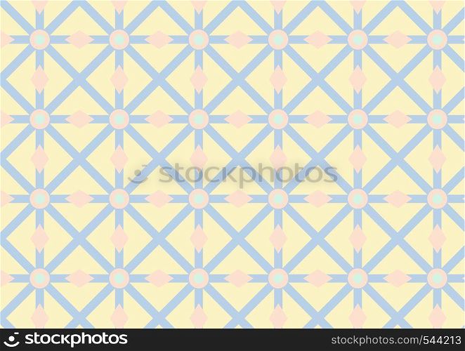 Blue asterisk, orange and green center circle and triangle pattern on pastel color