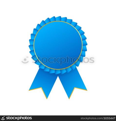 Blue award rosette with ribbon. Vector stock illustration. Blue award rosette with ribbon. Vector stock illustration.