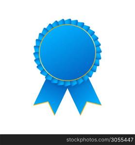 Blue award rosette with ribbon. Vector stock illustration. Blue award rosette with ribbon. Vector stock illustration.