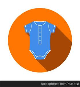 Blue baby bodysuit icon in flat style on a white background. Blue baby bodysuit icon, flat style