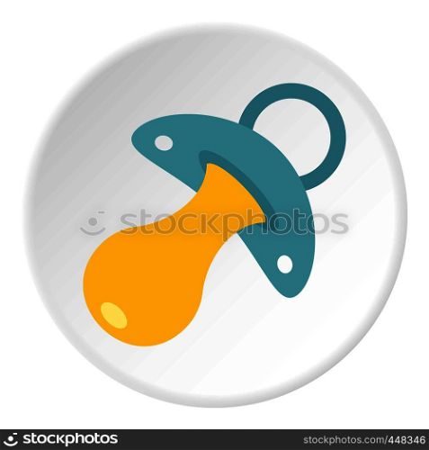 Blue baby pacifier icon in flat circle isolated vector illustration for web. Blue baby pacifier icon circle