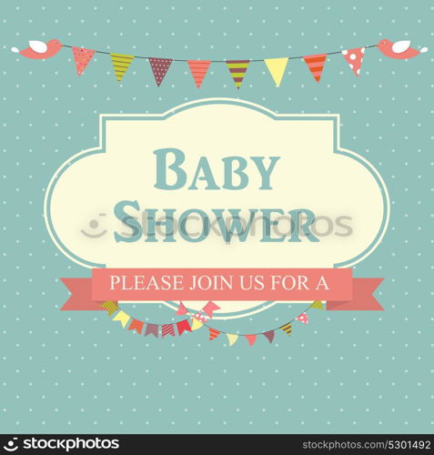 Blue Baby Shower Invitation Vector Illustration EPS10. Baby Shower Invitation Vector Illustration