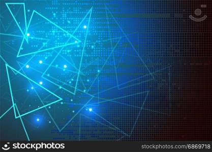 blue background abstract technology concept with triangle,digital dot and hexagon.vector