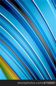 Blue background with abstract rainbow effect with gradient stripes