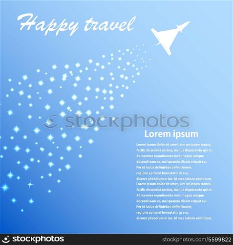 Blue background with airplane. Vector illustration