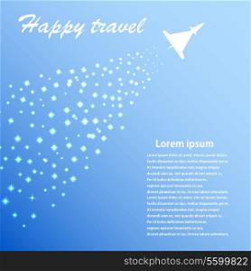 Blue background with airplane. Vector illustration