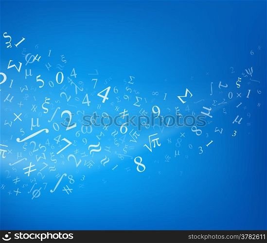 Blue background with numbers, vector illustration.