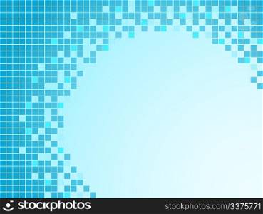 Blue background with pixels. Vector illustration