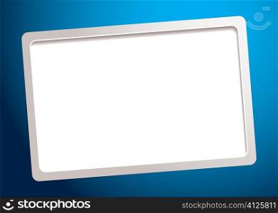 Blue background with white business card template and shadow