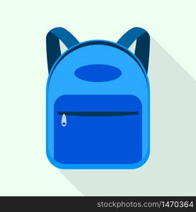 Blue backpack icon. Flat illustration of blue backpack vector icon for web design. Blue backpack icon, flat style