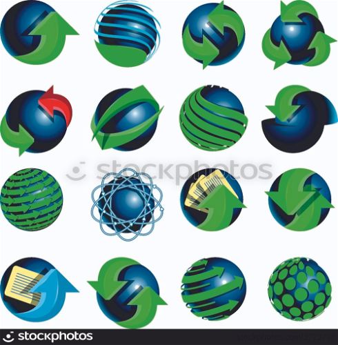blue balls and green arrows