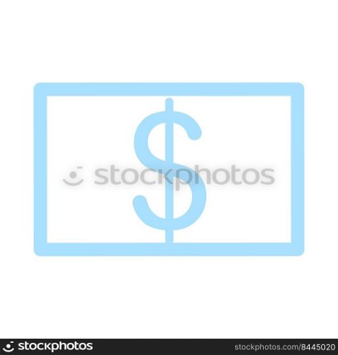 Blue banknote silhouette semi flat color vector element. Full sized decoration on white. Cash withdrawal. Dollar bill. Simple cartoon style illustration for web graphic design and animation. Blue banknote silhouette semi flat color vector element